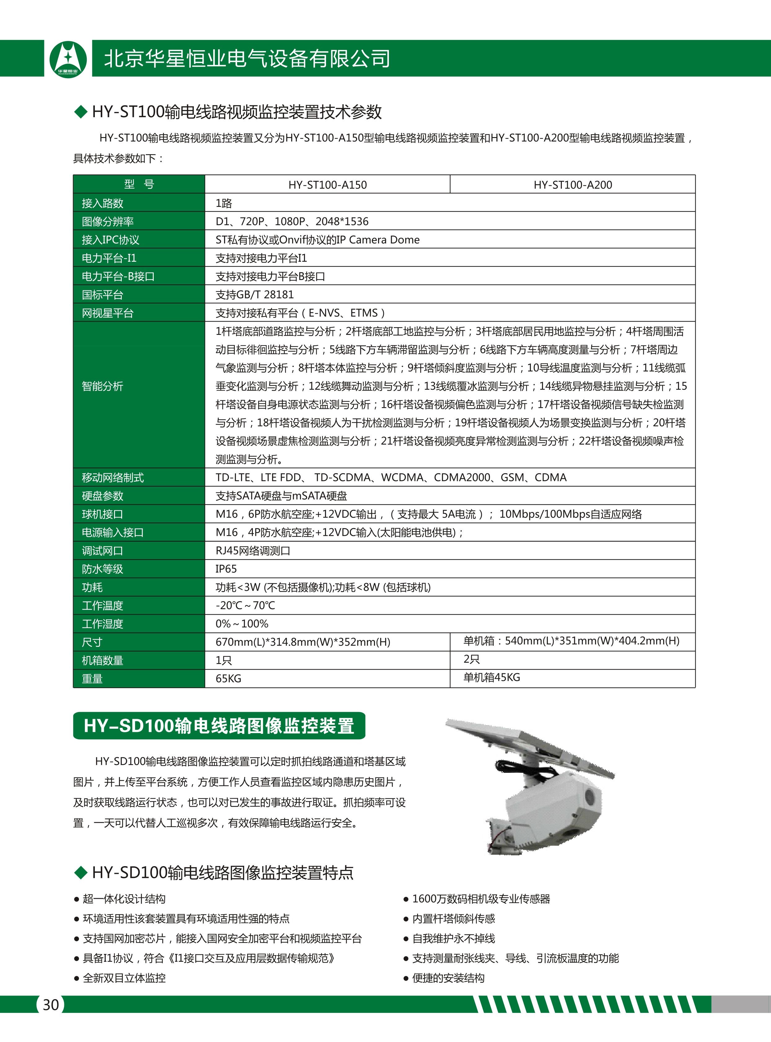 HY-ST100输电线路视频监控装置技术参数